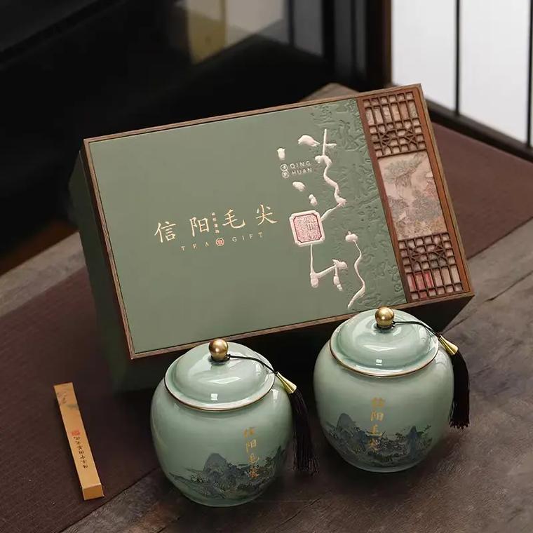大双 一斤装信阳毛尖瓷罐 #茶叶包装 #源头工厂 #礼盒包装 - 抖音